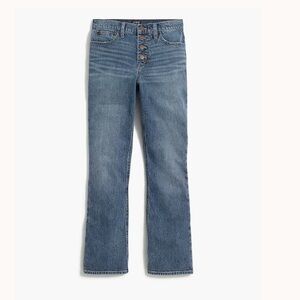 J.Crew High Rise Crop Flare Jeans Size 29 AW389 Medium Wash Button Fly